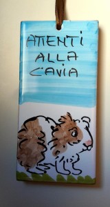 En keramikskylt som jag köpte i Italien. "Attenti alla cavia" - Varning för marsvin. 